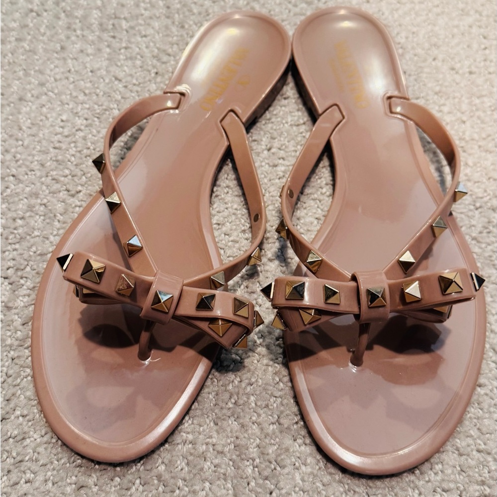 Valentino Studded Tan Sandals
